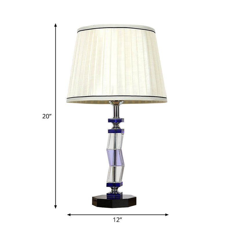 Tapered Drum Bedroom Table Lamp Countryside Fabric Single Light White Night Light Clearhalo 'Lamps' 'Table Lamps' Lighting' 325307