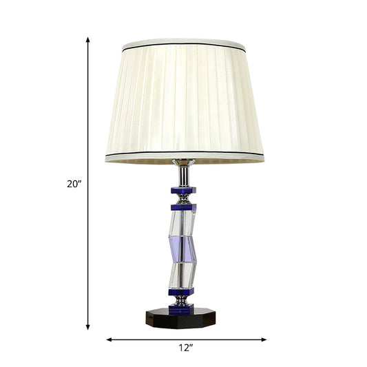 Tapered Drum Bedroom Table Lamp Countryside Fabric Single Light White Night Light Clearhalo 'Lamps' 'Table Lamps' Lighting' 325307