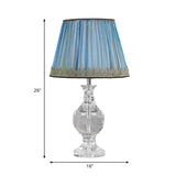 1 Light Night Light Minimalism Pleated Lampshade Fabric Nightstand Lamp in Blue with Crystal Base Clearhalo 'Lamps' 'Table Lamps' Lighting' 325352