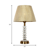 Pleated Shade Clear Crystal Night Table Lamp Rustic 1 Light Bedroom Nightstand Light in Beige Clearhalo 'Lamps' 'Table Lamps' Lighting' 325370