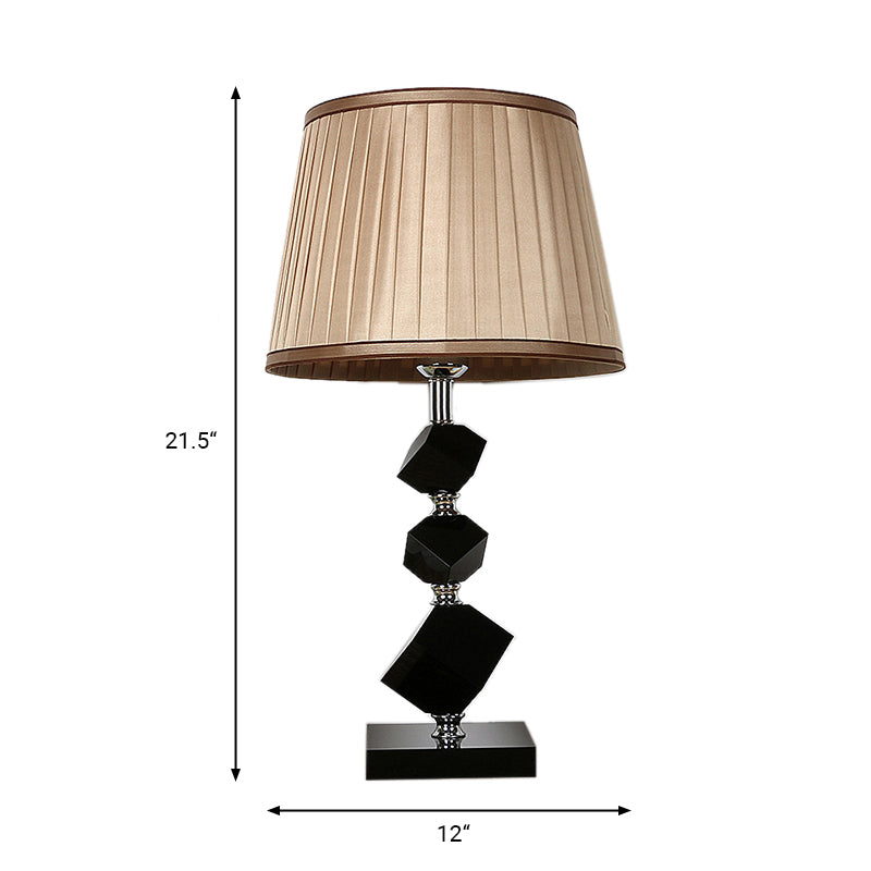 Light Brown Cone Nightstand Lamp Lodge Style Crystal Single Head Bedroom Table Light Clearhalo 'Lamps' 'Table Lamps' Lighting' 325383