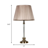 Crystal Tapered Nightstand Light Traditional 1 Light Bedroom Table Lamp in Light Brown Clearhalo 'Lamps' 'Table Lamps' Lighting' 325387