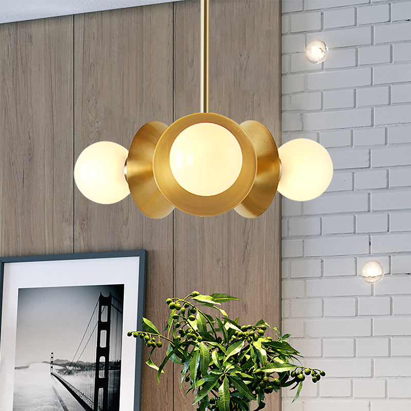 Gold Round Ceiling Chandelier Modernist 3 Bulbs Metal Hanging Light Fixture for Dining Room Gold Clearhalo 'Ceiling Lights' 'Chandeliers' 'Modern Chandeliers' 'Modern' Lighting' 325407