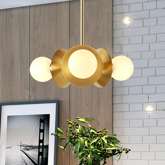 Gold Round Ceiling Chandelier Modernist 3 Bulbs Metal Hanging Light Fixture for Dining Room Gold Clearhalo 'Ceiling Lights' 'Chandeliers' 'Modern Chandeliers' 'Modern' Lighting' 325407