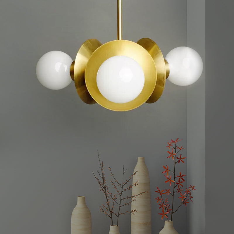 Gold Round Ceiling Chandelier Modernist 3 Bulbs Metal Hanging Light Fixture for Dining Room Clearhalo 'Ceiling Lights' 'Chandeliers' 'Modern Chandeliers' 'Modern' Lighting' 325409