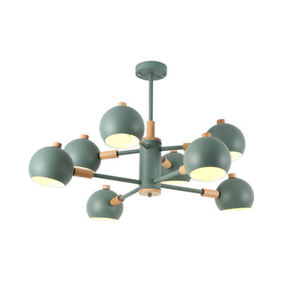 Metal Dome Hanging Lamp Fixture 2-Tier 8 Lights Scandinavian Chandelier for Living Room Shop Clearhalo 'Ceiling Lights' 'Chandeliers' Lighting' options 32541