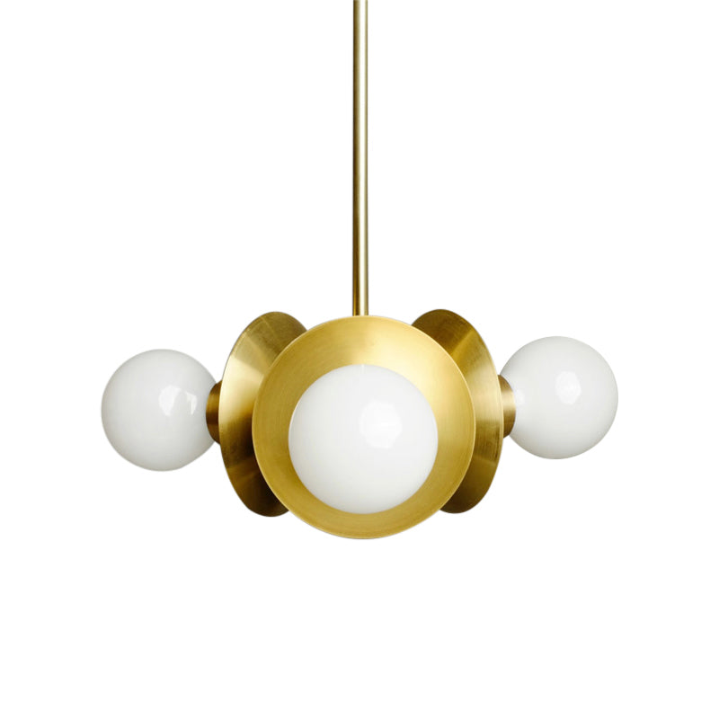 Gold Round Ceiling Chandelier Modernist 3 Bulbs Metal Hanging Light Fixture for Dining Room Clearhalo 'Ceiling Lights' 'Chandeliers' 'Modern Chandeliers' 'Modern' Lighting' 325410