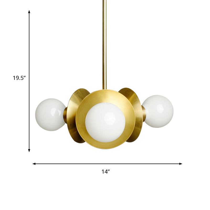 Gold Round Ceiling Chandelier Modernist 3 Bulbs Metal Hanging Light Fixture for Dining Room Clearhalo 'Ceiling Lights' 'Chandeliers' 'Modern Chandeliers' 'Modern' Lighting' 325411