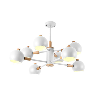 Metal Dome Hanging Lamp Fixture 2-Tier 8 Lights Scandinavian Chandelier for Living Room Shop White Clearhalo 'Ceiling Lights' 'Chandeliers' Lighting' options 32544_7a6d1982-7c08-4297-93d4-233e2882c165