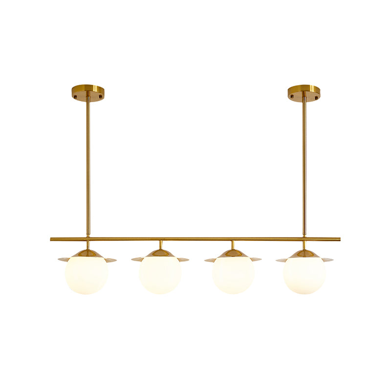 Contemporary Round Island Lighting Opal Glass 4 Bulbs Pendant Light Fixture in Gold Clearhalo 'Ceiling Lights' 'Glass shade' 'Glass' 'Island Lights' Lighting' 325517