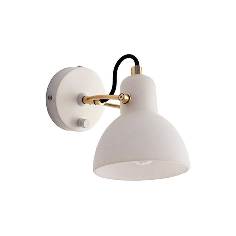 White Glass Domed Wall Lamp Contemporary 1 Bulb Sconce Light Fixture with Adjustable Metal Arm Clearhalo 'Cast Iron' 'Glass' 'Industrial' 'Modern wall lights' 'Modern' 'Tiffany' 'Traditional wall lights' 'Wall Lamps & Sconces' 'Wall Lights' Lighting' 325762