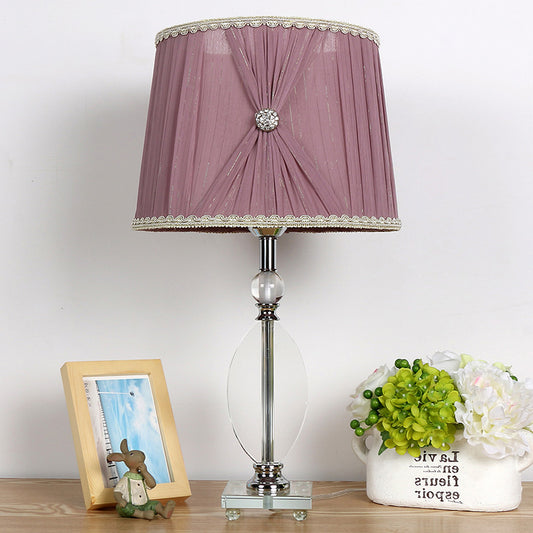 1 Light Bedroom Night Light Rustic Purple Nightstand Lamp with Conical Crystal Shade Purple Clearhalo 'Lamps' 'Table Lamps' Lighting' 325768