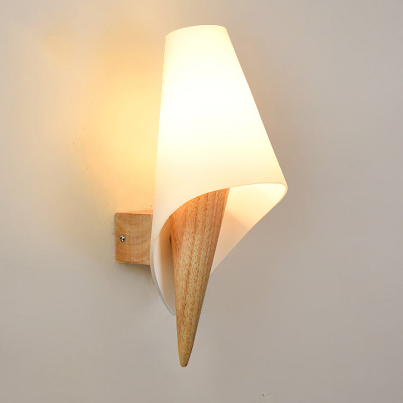 Wide Flare Living Room Sconce Light Chinese White Glass 1 Bulb Wall Mounted Lighting Clearhalo 'Wall Lamps & Sconces' 'Wall Lights' Lighting' 325788