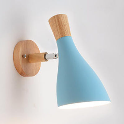 Metal Wood Horn Wall Lamp Macaroon 1 Light Wall Light for Living Room Child Bedroom Blue Clearhalo 'Wall Lamps & Sconces' 'Wall Lights' Lighting' 32582