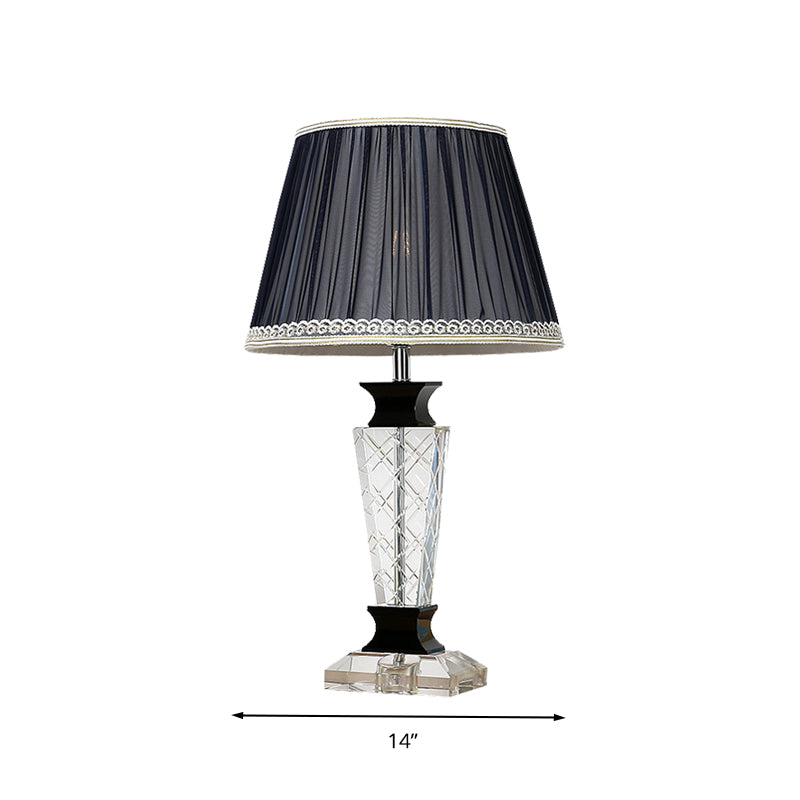 Black Tapered Nightstand Lamp Traditional Style 1 Light Bedroom Table Light with Crystal Base Clearhalo 'Lamps' 'Table Lamps' Lighting' 325820