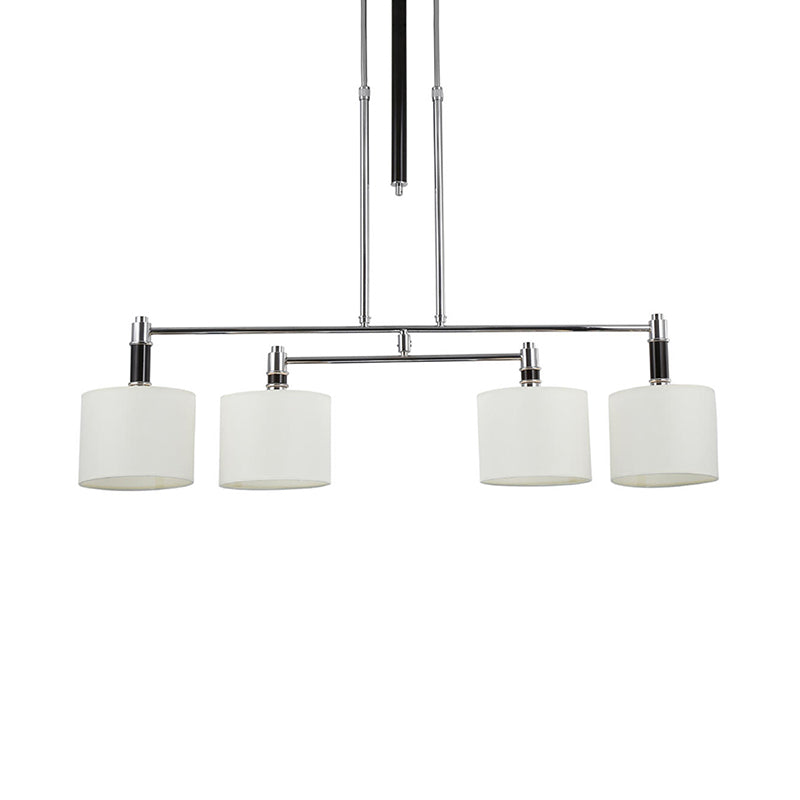 4 Lights Dining Room Hanging Light Kit Classic White Island Lighting with Drum Fabric Shade Clearhalo 'Ceiling Lights' 'Island Lights' Lighting' 325838