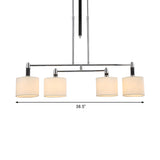 4 Lights Dining Room Hanging Light Kit Classic White Island Lighting with Drum Fabric Shade Clearhalo 'Ceiling Lights' 'Island Lights' Lighting' 325839