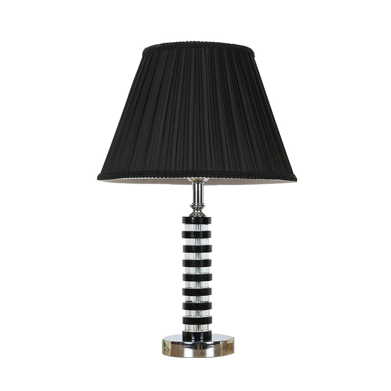 Single Bulb Barrel Table Light Rustic Black Fabric Night Lamp for Bedroom with Crystal Deco Clearhalo 'Lamps' 'Table Lamps' Lighting' 325862