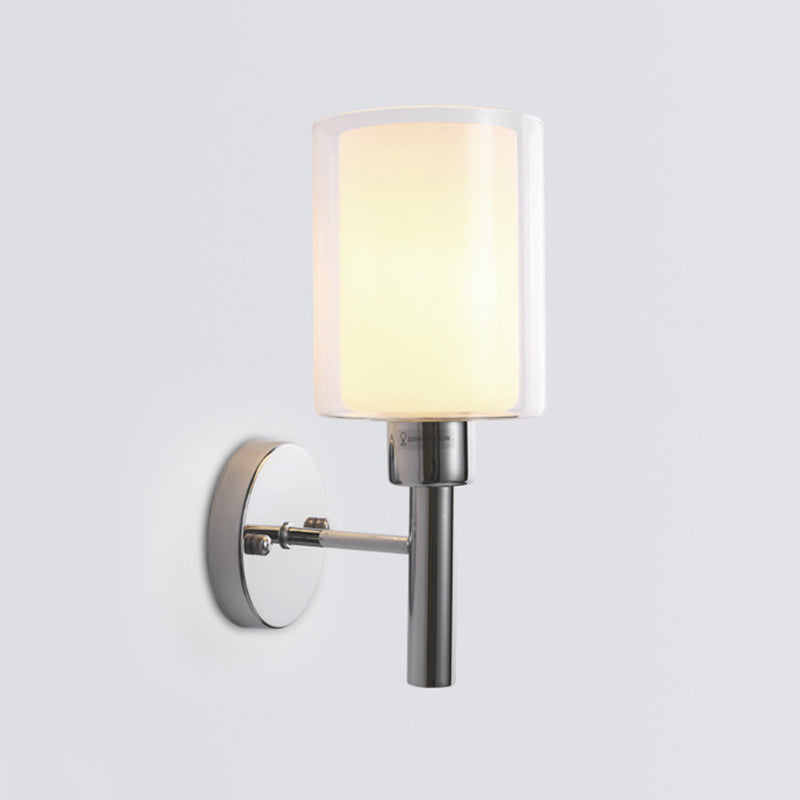 Pencil Arm Sconce Minimalism Metal 1 Head Wall Mount Light Fixture in Chrome for Stairway Clearhalo 'Cast Iron' 'Glass' 'Industrial' 'Modern wall lights' 'Modern' 'Tiffany' 'Traditional wall lights' 'Wall Lamps & Sconces' 'Wall Lights' Lighting' 325881