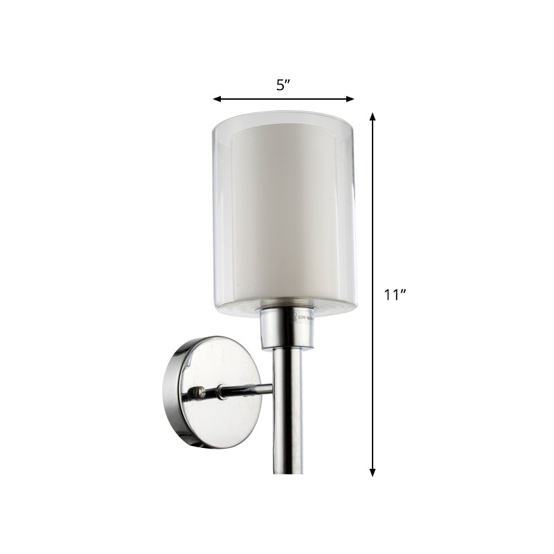 Pencil Arm Sconce Minimalism Metal 1 Head Wall Mount Light Fixture in Chrome for Stairway Clearhalo 'Cast Iron' 'Glass' 'Industrial' 'Modern wall lights' 'Modern' 'Tiffany' 'Traditional wall lights' 'Wall Lamps & Sconces' 'Wall Lights' Lighting' 325883