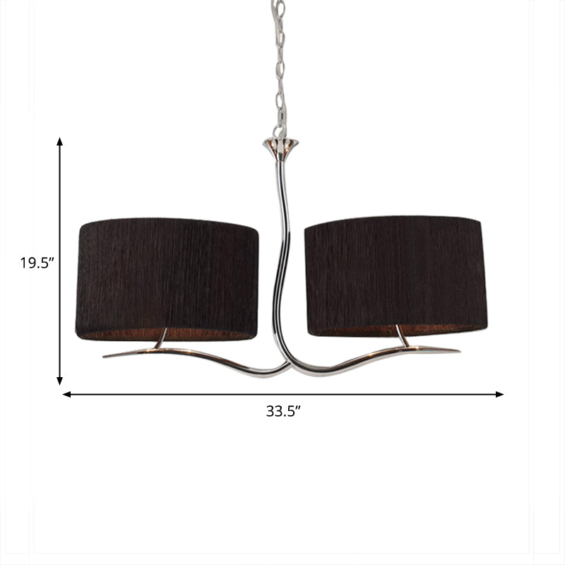 Classic Drum Hanging Pendant Light 4 Lights Fabric Island Lighting in Black/White for Dining Room Clearhalo 'Ceiling Lights' 'Island Lights' Lighting' 325903