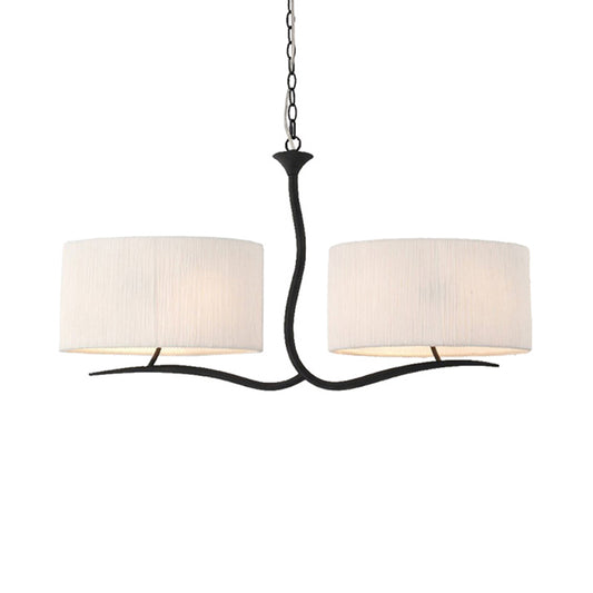 Classic Drum Hanging Pendant Light 4 Lights Fabric Island Lighting in Black/White for Dining Room Clearhalo 'Ceiling Lights' 'Island Lights' Lighting' 325905