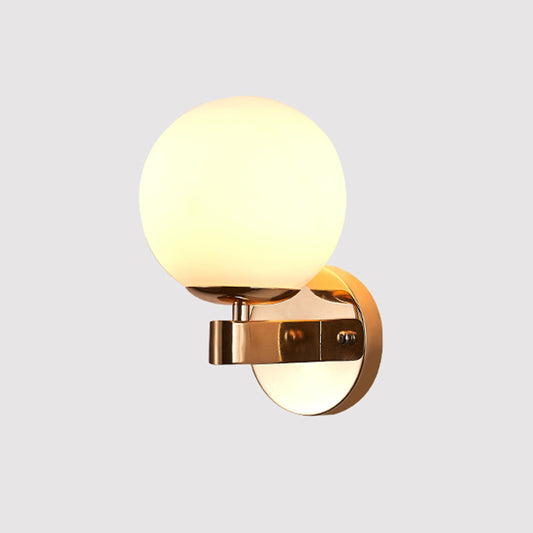 Opal Glass Ball Wall Lamp Modernist 1 Head Gold Sconce Light Fixture for Living Room Gold Clearhalo 'Cast Iron' 'Glass' 'Industrial' 'Modern wall lights' 'Modern' 'Tiffany' 'Traditional wall lights' 'Wall Lamps & Sconces' 'Wall Lights' Lighting' 325911