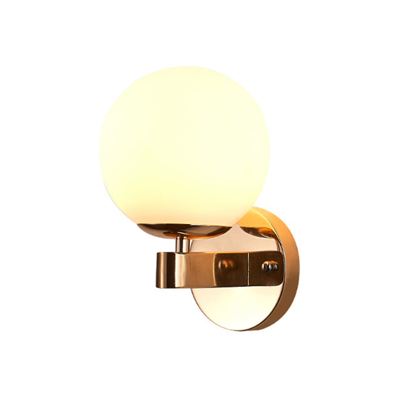 Opal Glass Ball Wall Lamp Modernist 1 Head Gold Sconce Light Fixture for Living Room Clearhalo 'Cast Iron' 'Glass' 'Industrial' 'Modern wall lights' 'Modern' 'Tiffany' 'Traditional wall lights' 'Wall Lamps & Sconces' 'Wall Lights' Lighting' 325914