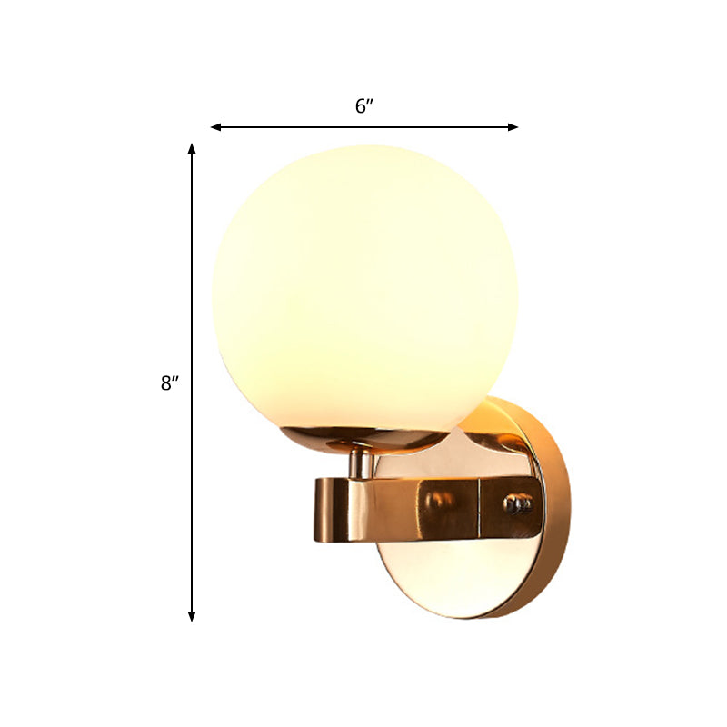 Opal Glass Ball Wall Lamp Modernist 1 Head Gold Sconce Light Fixture for Living Room Clearhalo 'Cast Iron' 'Glass' 'Industrial' 'Modern wall lights' 'Modern' 'Tiffany' 'Traditional wall lights' 'Wall Lamps & Sconces' 'Wall Lights' Lighting' 325915