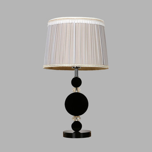 Rural Drum Shade Night Light 1 Light Fabric Table Lamp in Cream Gray for Bedroom with Faux-Braided Detailing Cream Gray Clearhalo 'Lamps' 'Table Lamps' Lighting' 325952