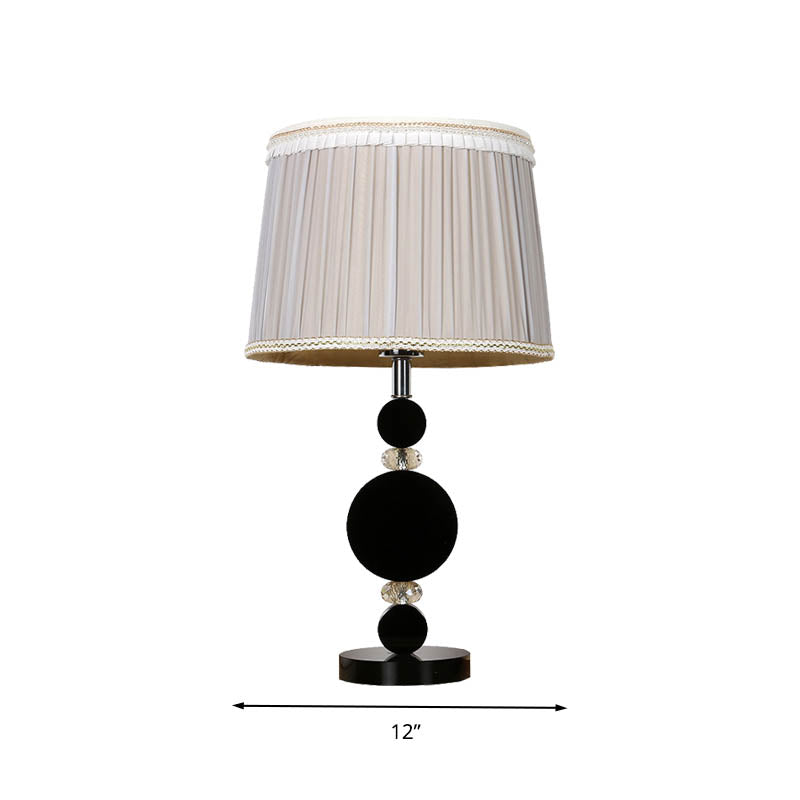 Rural Drum Shade Night Light 1 Light Fabric Table Lamp in Cream Gray for Bedroom with Faux-Braided Detailing Clearhalo 'Lamps' 'Table Lamps' Lighting' 325956