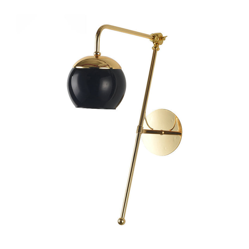 Ball Wall Lighting Modern Clear/Black Glass 1 Bulb Bedside Sconce Light Fixture with Metal Arm Clearhalo 'Cast Iron' 'Glass' 'Industrial' 'Modern wall lights' 'Modern' 'Tiffany' 'Traditional wall lights' 'Wall Lamps & Sconces' 'Wall Lights' Lighting' 326078