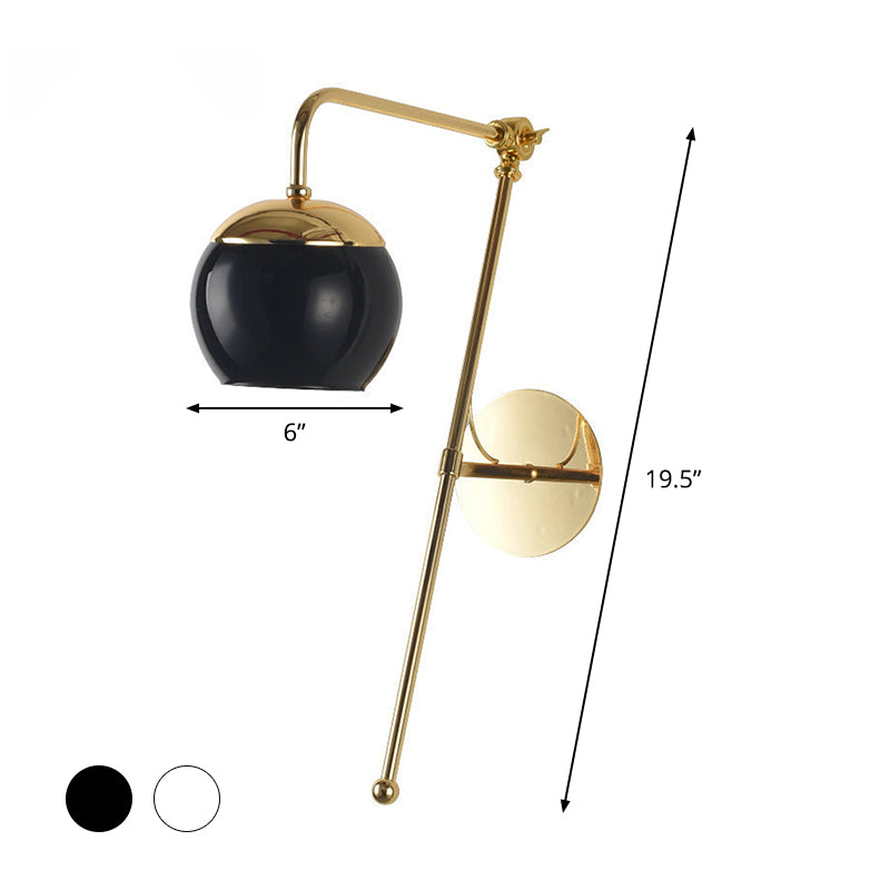 Ball Wall Lighting Modern Clear/Black Glass 1 Bulb Bedside Sconce Light Fixture with Metal Arm Clearhalo 'Cast Iron' 'Glass' 'Industrial' 'Modern wall lights' 'Modern' 'Tiffany' 'Traditional wall lights' 'Wall Lamps & Sconces' 'Wall Lights' Lighting' 326079