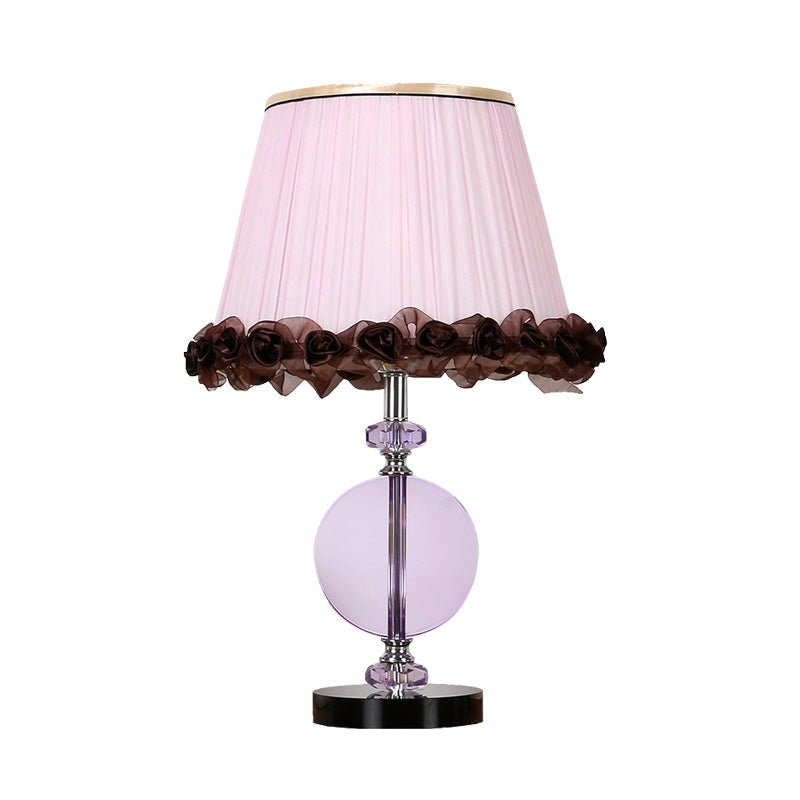 1 Light Round Night Table Lamp Simple Pink Hand-Cut Crystal Nightstand Light for Bedroom Clearhalo 'Lamps' 'Table Lamps' Lighting' 326106