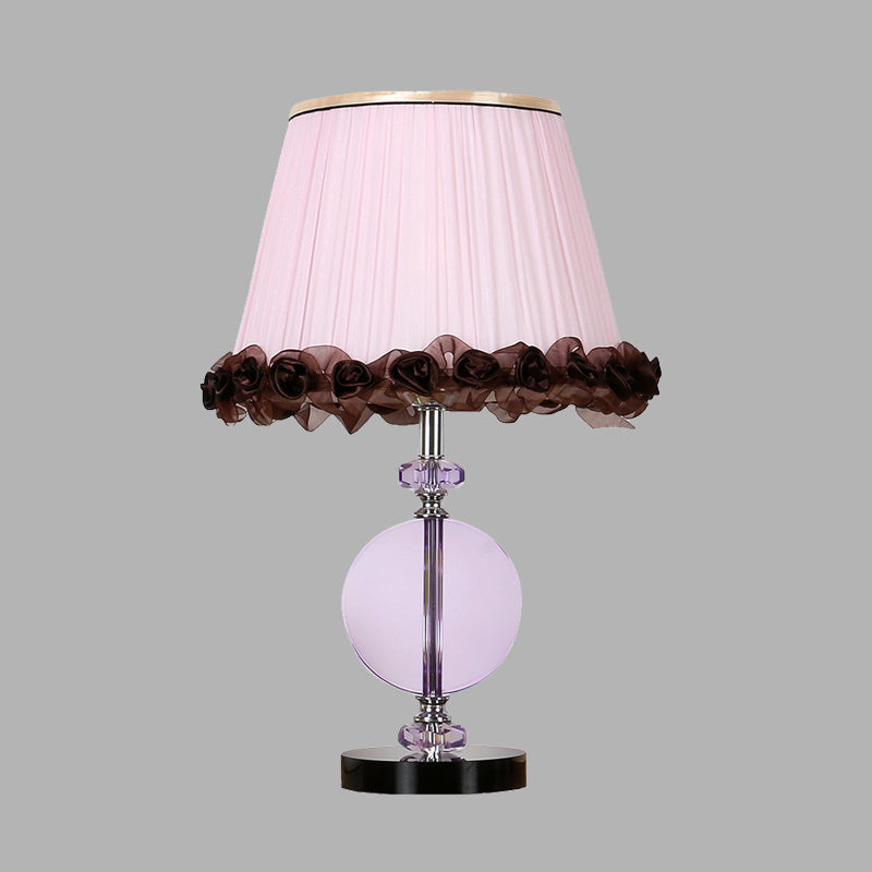 1 Light Round Night Table Lamp Simple Pink Hand-Cut Crystal Nightstand Light for Bedroom Clearhalo 'Lamps' 'Table Lamps' Lighting' 326107