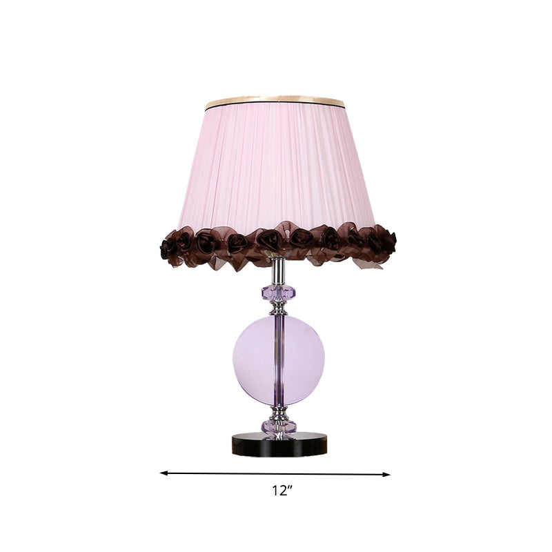 1 Light Round Night Table Lamp Simple Pink Hand-Cut Crystal Nightstand Light for Bedroom Clearhalo 'Lamps' 'Table Lamps' Lighting' 326108