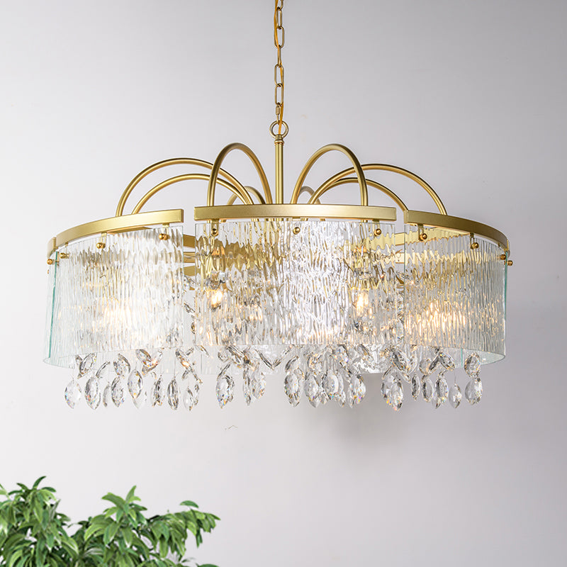 Gold 4/6/8 Lights Pendant Chandelier Simple Crystal Round Suspension Lighting Fixture in Gold for Living Room Clearhalo 'Ceiling Lights' 'Chandeliers' Lighting' options 326135