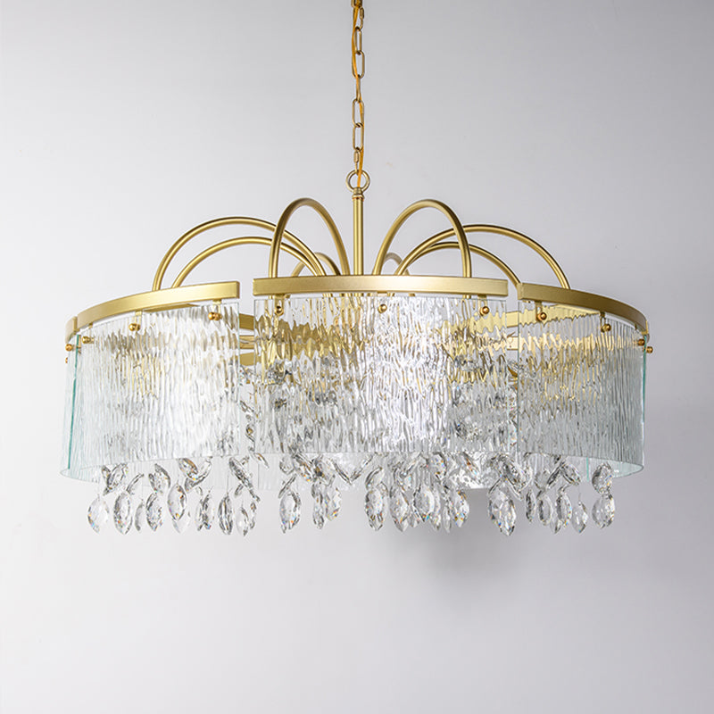 Gold 4/6/8 Lights Pendant Chandelier Simple Crystal Round Suspension Lighting Fixture in Gold for Living Room Clearhalo 'Ceiling Lights' 'Chandeliers' Lighting' options 326136