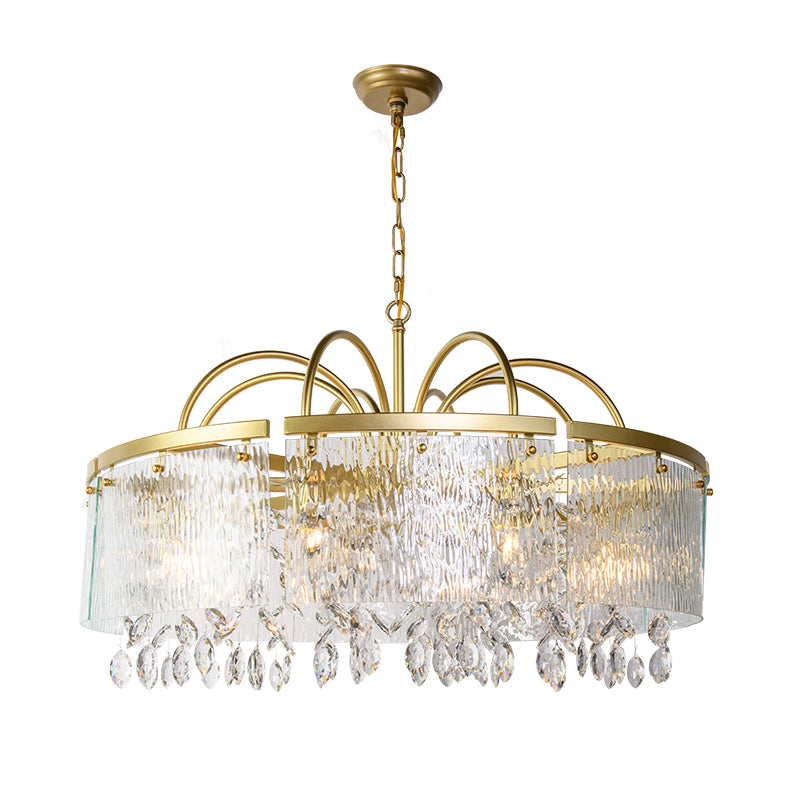 Gold 4/6/8 Lights Pendant Chandelier Simple Crystal Round Suspension Lighting Fixture in Gold for Living Room Clearhalo 'Ceiling Lights' 'Chandeliers' Lighting' options 326137