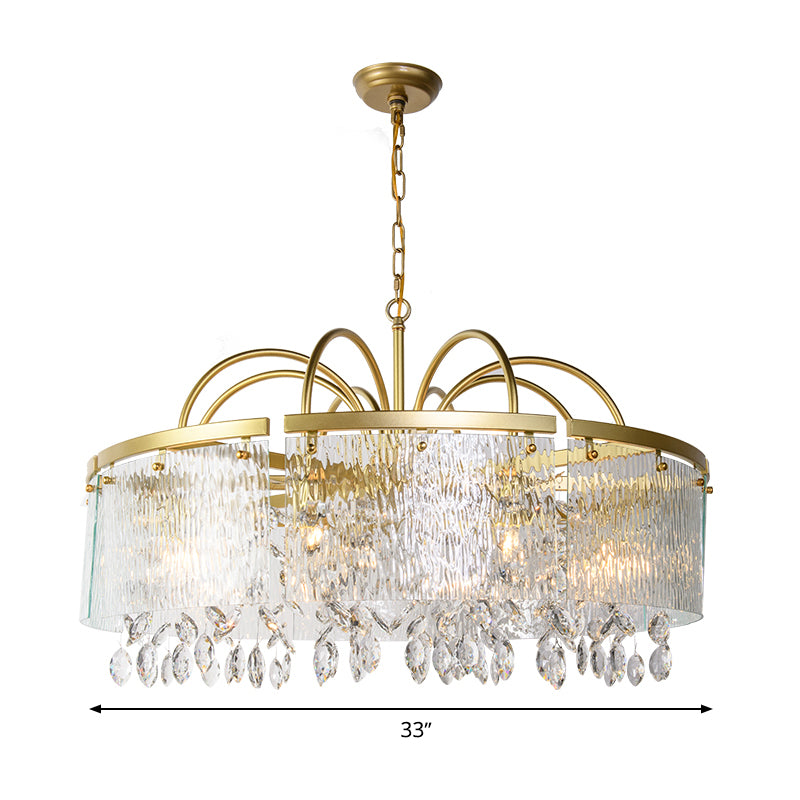 Gold 4/6/8 Lights Pendant Chandelier Simple Crystal Round Suspension Lighting Fixture in Gold for Living Room Clearhalo 'Ceiling Lights' 'Chandeliers' Lighting' options 326138