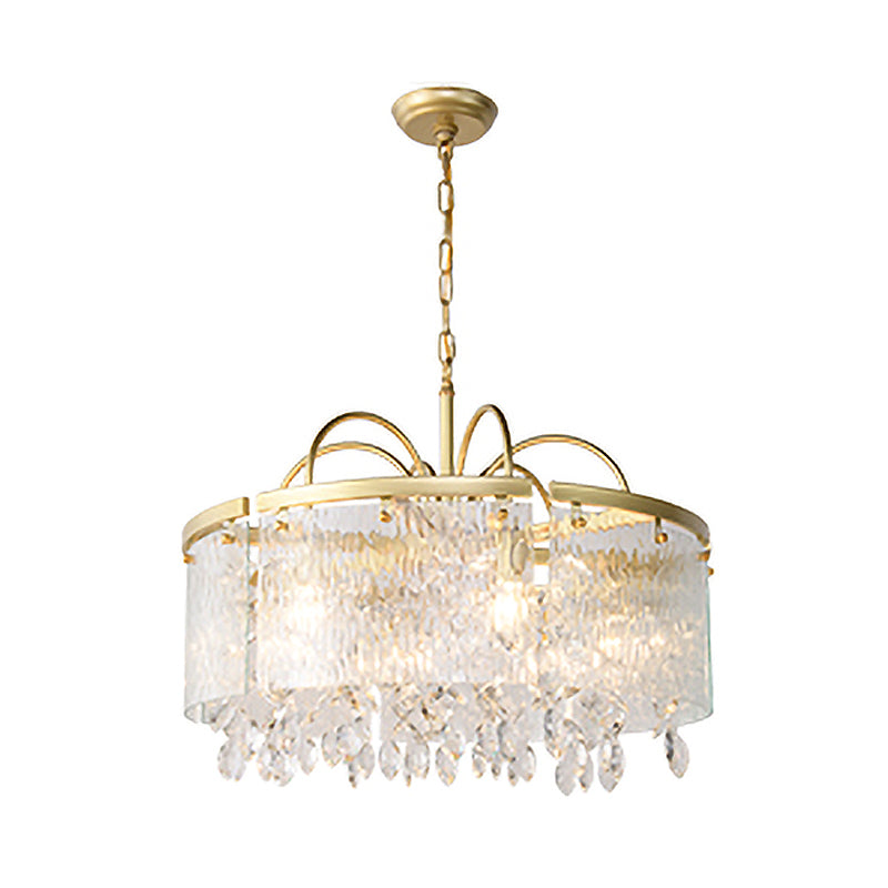 Gold 4/6/8 Lights Pendant Chandelier Simple Crystal Round Suspension Lighting Fixture in Gold for Living Room Clearhalo 'Ceiling Lights' 'Chandeliers' Lighting' options 326140