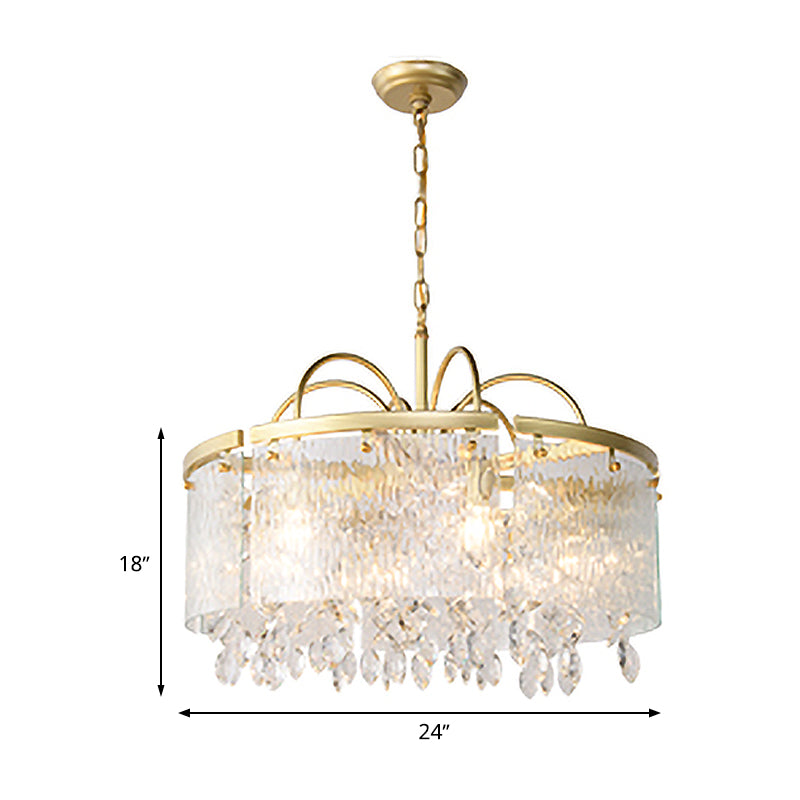 Gold 4/6/8 Lights Pendant Chandelier Simple Crystal Round Suspension Lighting Fixture in Gold for Living Room Clearhalo 'Ceiling Lights' 'Chandeliers' Lighting' options 326141