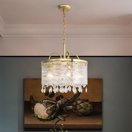 Gold 4/6/8 Lights Pendant Chandelier Simple Crystal Round Suspension Lighting Fixture in Gold for Living Room Clearhalo 'Ceiling Lights' 'Chandeliers' Lighting' options 326142