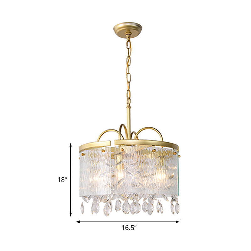 Gold 4/6/8 Lights Pendant Chandelier Simple Crystal Round Suspension Lighting Fixture in Gold for Living Room Clearhalo 'Ceiling Lights' 'Chandeliers' Lighting' options 326144