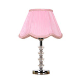 Scalloped Living Room Table Light Rural Single Light in Pink/Red/Coffee Night Lamp with Crystal Accent Clearhalo 'Lamps' 'Table Lamps' Lighting' 326159