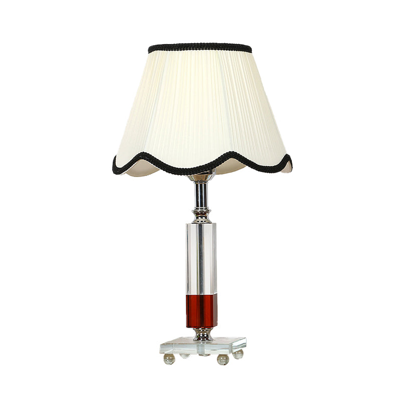 White 1 Light Table Lamp Lodge Style Crystal Rectangle Nightstand Light with Fabric Shade Clearhalo 'Lamps' 'Table Lamps' Lighting' 326185