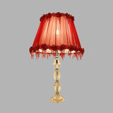 1 Bulb Table Light Traditionalism Flower Prismatic Crystal Night Lamp in Red for Living Room Clearhalo 'Lamps' 'Table Lamps' Lighting' 326283