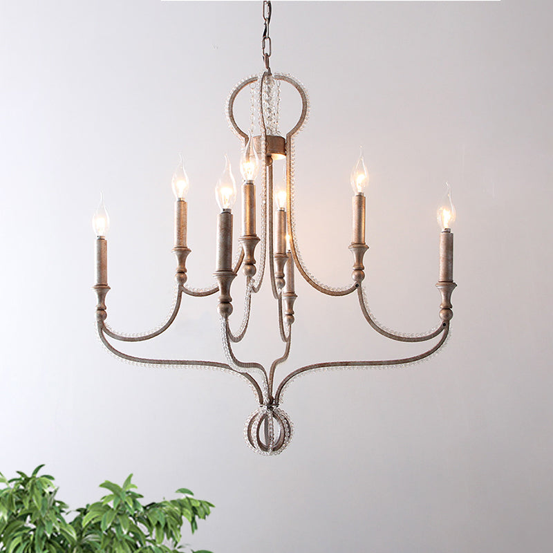 8 Lights Candelabra Chandelier Light Fixture Minimalism Aged Silver Crystal Pendant Clearhalo 'Ceiling Lights' 'Chandeliers' Lighting' options 326286