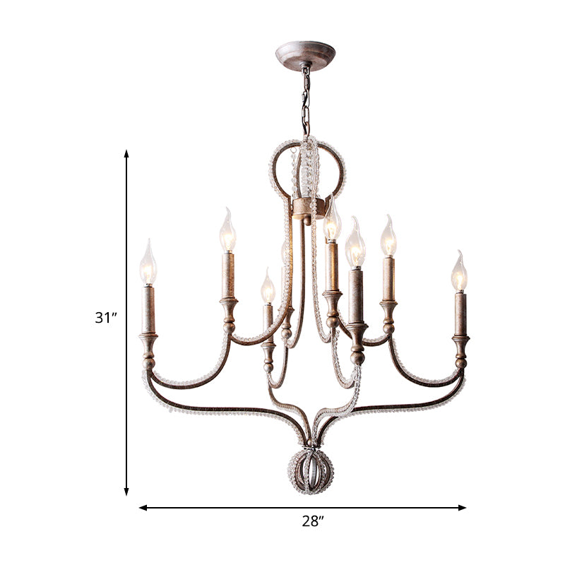 8 Lights Candelabra Chandelier Light Fixture Minimalism Aged Silver Crystal Pendant Clearhalo 'Ceiling Lights' 'Chandeliers' Lighting' options 326289