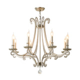 Candlestick Crystal Chandelier Lighting Simple 3/6/8 Lights Living Room Hanging Pendant Light in Silver Clearhalo 'Ceiling Lights' 'Chandeliers' Lighting' options 326301